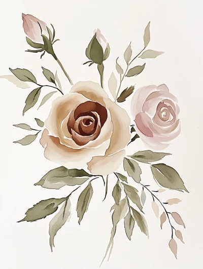 Delicate Watercolor Roses