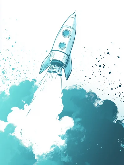 Rocketship Catapult Illustration