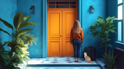 Woman at Apartment Door