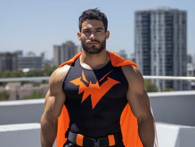 Heroic Pose on Rooftop