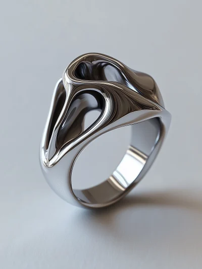 Futuristic Chrome Ring