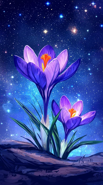 Crocus Under a Starry Sky