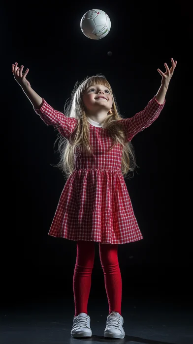 Happy Scandinavian Girl Catching Ball