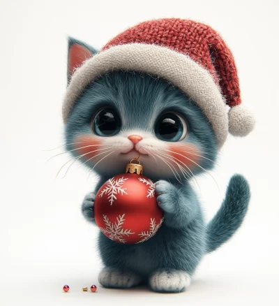 Cute Blue Cat with Ornament