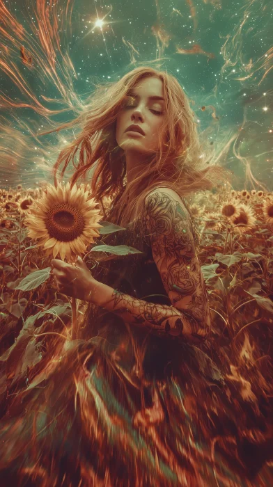 Cosmic Sunflower Dream