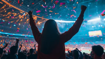 Chinese Spectators Cheering in Stadium