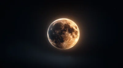 Bright Full Moon in Night Sky