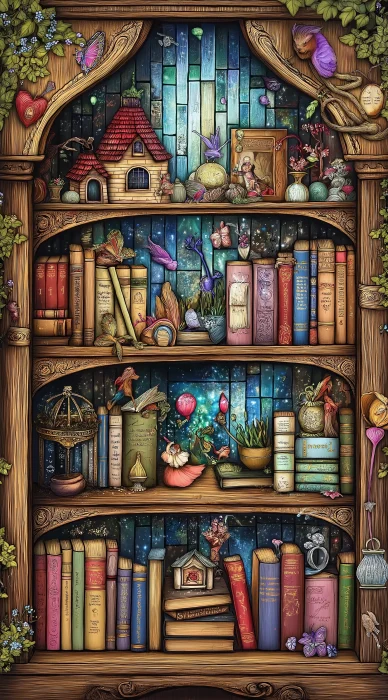 Enchanted Stained Glass Bookshelf