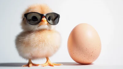 Playful Chick and Egg