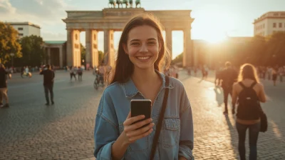 Tourist Woman at Brandenburg Gate