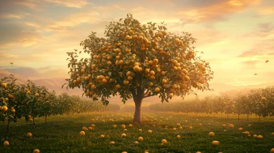 Tranquil Orchard at Sunset