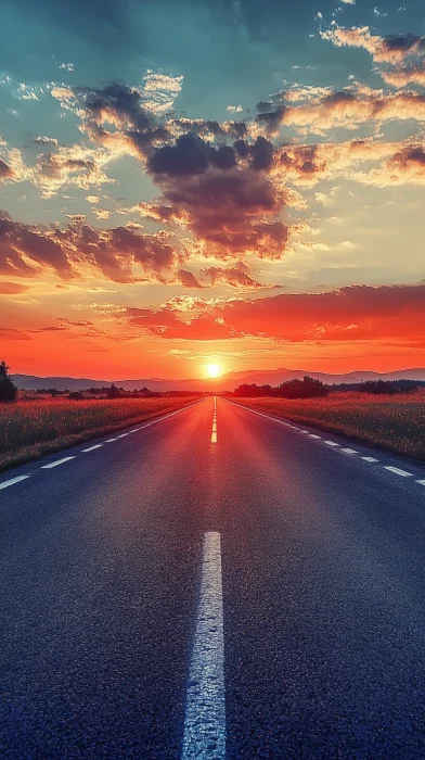 Vanishing Road at Sunset