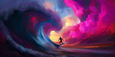 Surfer in a Cosmic Wave