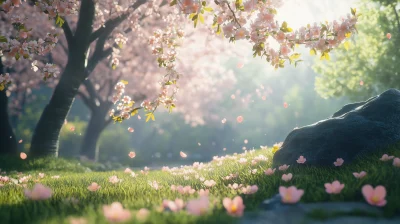 Forest Meadow with Peach Blossoms