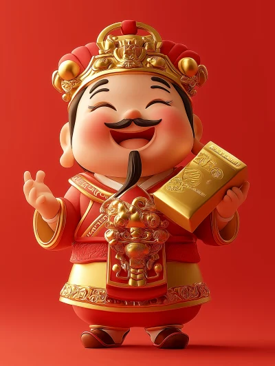 Cute Chinese God of Wealth