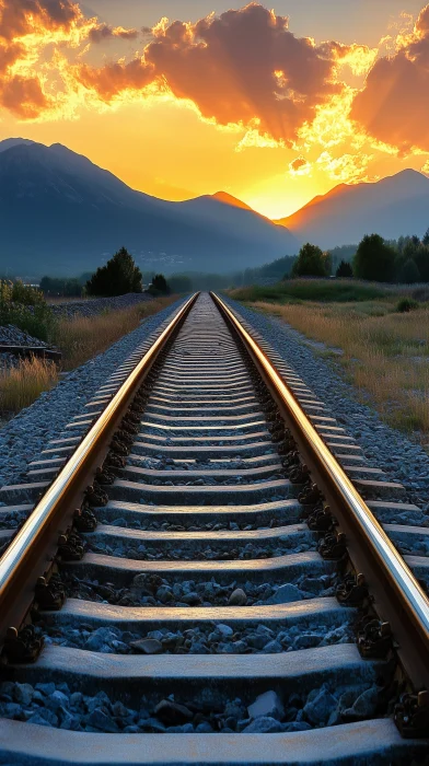 Sunset Over Railway Track