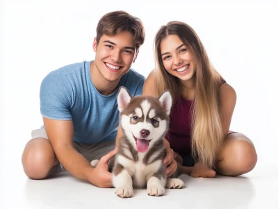 Happy Couple with Puppy