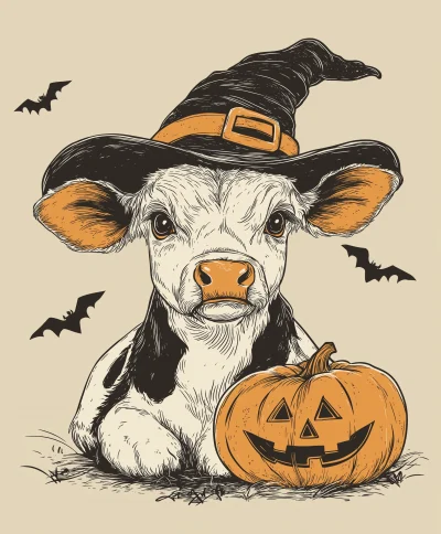 Cute Halloween Baby Cow