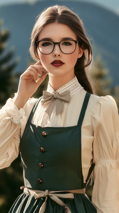 Brunette Fashion Model in Dirndl