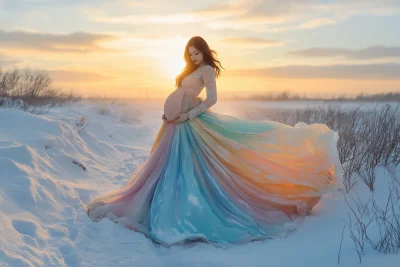 Elegant Pregnancy in Snow