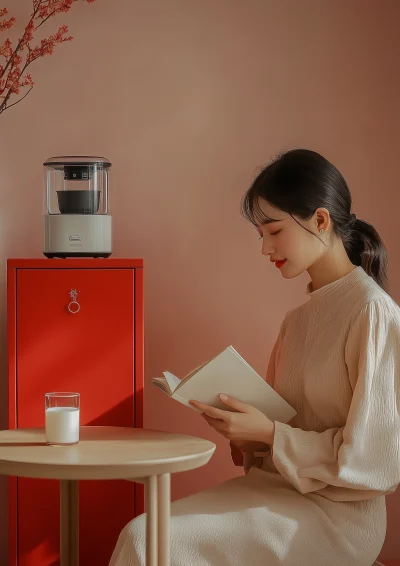 Woman Reading by the Cabinet