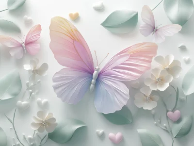 Colorful Butterfly and Flower Mural