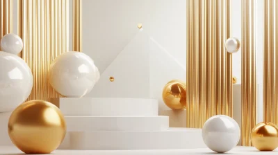 Gold and White Minimal Modern 3D Illustration