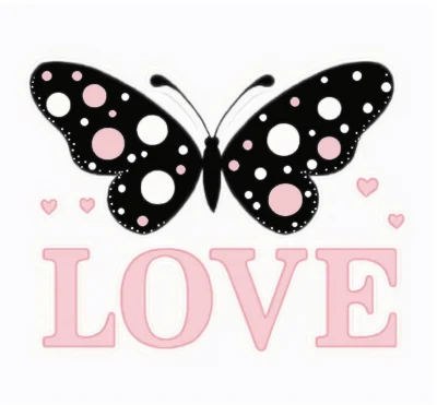 Polka Dot Butterfly Love Art