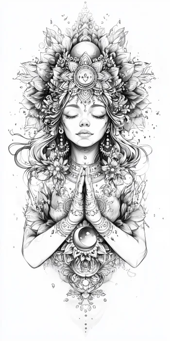 Mandala Girl with Sun and Moon