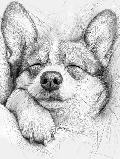 Cozy Corgi Sketch