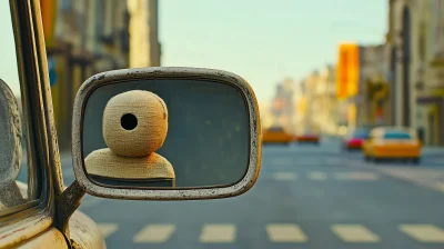 Car Side Mirror Reflection