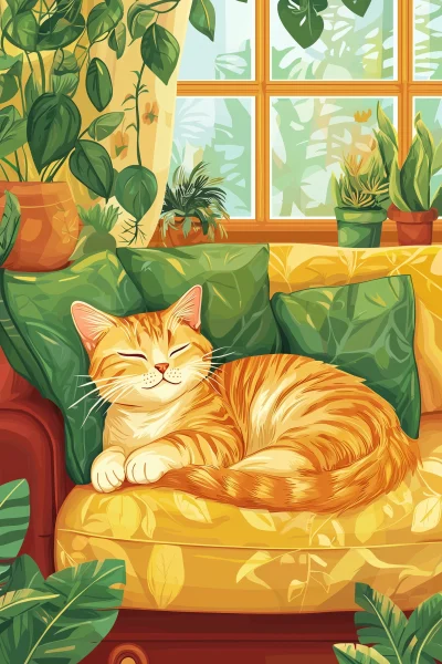 Cozy Cat Illustration