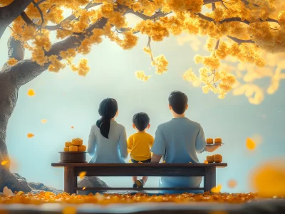 Family Time Under Osmanthus Trees