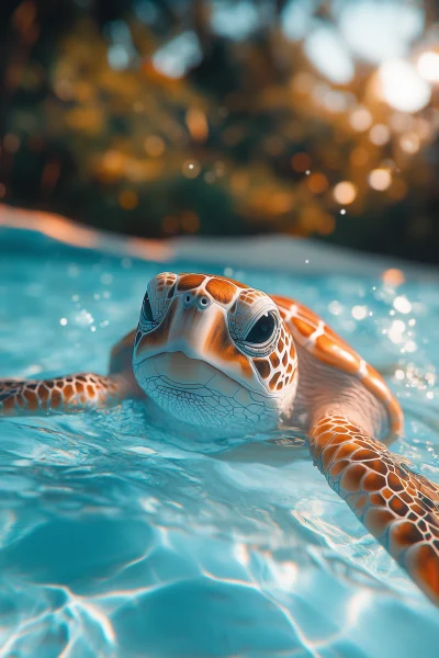 Cute Little Turtle Swimming