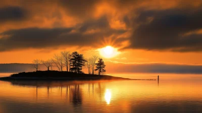 Serene Lakeside Sunset