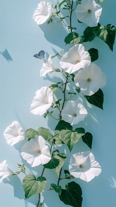 Morning Glory with Butterflies