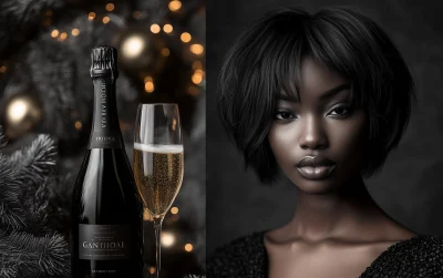 Black and White Champagne Advertisement