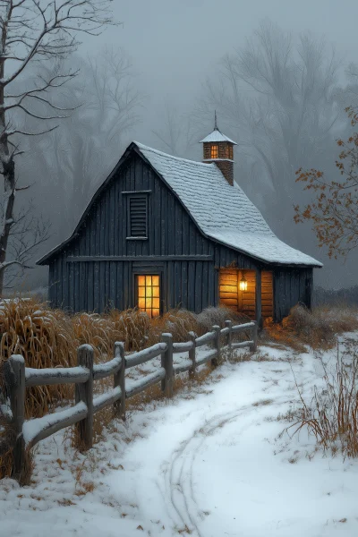 Serene Moonlit Barn