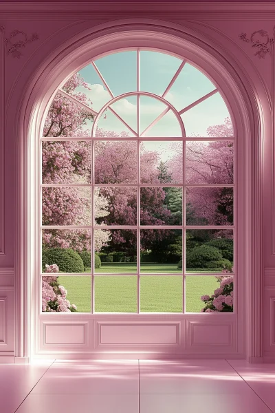 Hyperrealistic Pink Frame Window