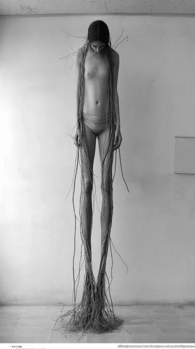 Giant Skinny Woman with Oak Branches