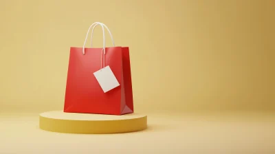 Red Shopping Bag on Stand