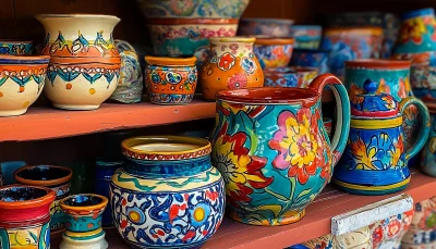 Close Up of Colorful Pottery