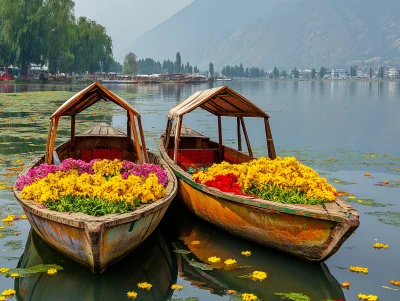 Dal Lake with Kashmiri Boats