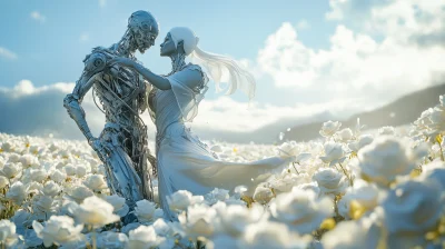 Cyborg Dance in a Rose Field