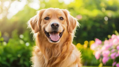 Happy Dog in a Garden