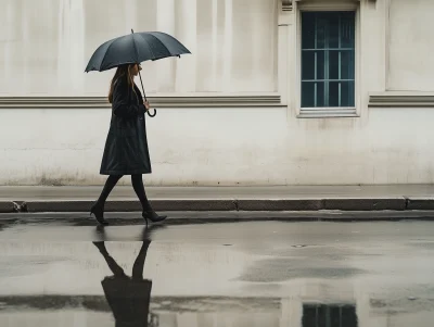 Candid Vienna Woman on Rainy Day