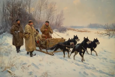 Winter Scene with Hounds