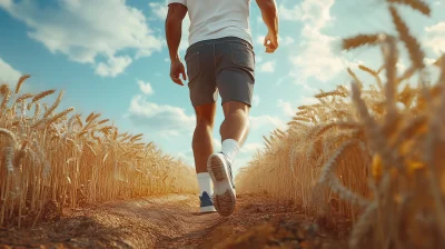 Runner in Wheat Field