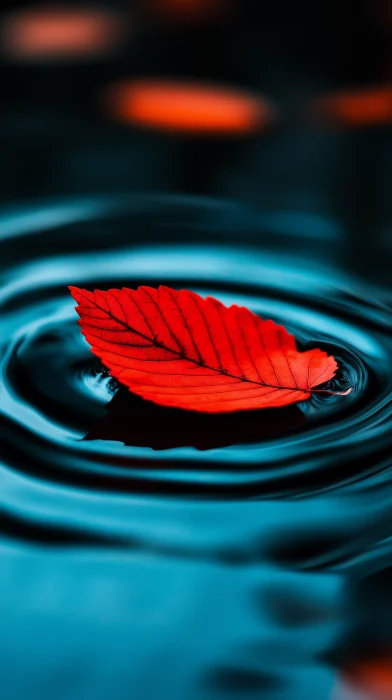 Vibrant Maple Leaf on Lake