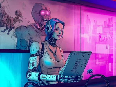 Cyberpunk Robot Secretary